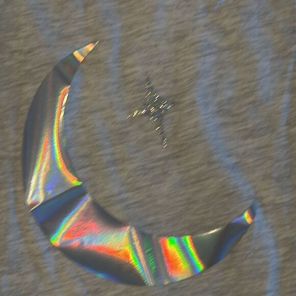 Style Reform Women’s Light Heather Grey Moon & Star Silver Graphic Tank Top - Picture 2 of 6